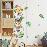 Tanlaby Jungle Animals Wall Stickers Cartoon Woodland Animal Wall Decals Leopard Deer Zebra Safari Peel and Stick Art Decor for Baby Nursery Kids Bedroom Playroom Daycare Kindergarten