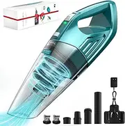 BVILY Car Vacuum Cleaner, Strong Suction 8000PA, High Power 120W, Up to 30 Minutes, Wet & Dry Use, Portable Cordless Quick Cleaning for Vehicle, House, Office, Filter*2, Green (EV678) (Green)