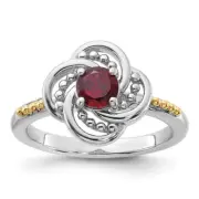 Sterling Silver Rhodium-plated with 14k Accent Garnet Ring Size 6