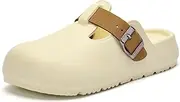 Axcone Womens Clogs Soft Footbed Mules Non-Slip Garden Work Shoes Double Buckle Adjustable EVA Flat Sandals