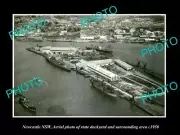 OLD 8x6 HISTORIC PHOTO OF NEWCASTLE NSW AERIAL VIEW OF STATE DOCKYARD c1950