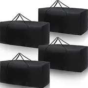 4 Pcs Patio Cushion Storage Bags 60" L x 20" W x 28" H Outdoor Cushion Storage Bag Extra Large Furniture Pillow Storage Bag Black 420D Oxford Fabric Christmas Tree Storage Bag