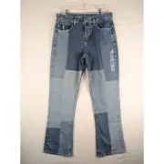 New American Eagle Jeans Womens 8 Blue Patchwork 90s Bootcut Regular High Rise