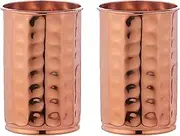 Set of 2 Premium Hammered Copper Glass, Copper Tumbler for Ayurveda Health Benefits - 350 Ml. (11.83 US Fl Oz) Capacity, Unlined, Uncoated and Non-Lacquered