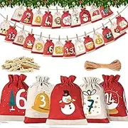 Advent Calendar for Filling, 24 Advent Calendar for Filling, Fabric, DIY Advent Calendar to Fill Yourself, Christmas Decoration Bags, Advent Calendar Bags 2024 Nian Children
