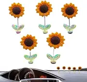 Zankie Sunflower Car Dashboard Decorations-Cute Sunflower Car Ornament 5 Paste Shaking Head Sunflower Car Dashboard Plant Decor Sunflower Car AccessoriesFor Car Interior Decoration