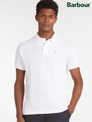 Barbour® White 100% Cotton Sports Polo Shirt (T56899) | $115