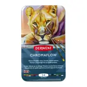 Derwent Chromaflow Soft Core Colour Pencils Tin Case 24 Assorted 2305857
