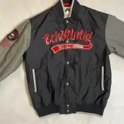 New Ecko Unltd Grey Red Embroidered Bomber Jacket Size M