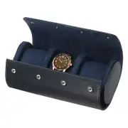 3 Slots Leather Watch Storage Box Watch Case for Men Women, Blue