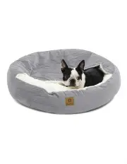 [Charlies] Snookie Hooded Corduroy Calming Dog Bed in Dove Grey