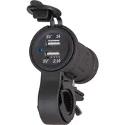 PS2128 Motorcycle Dual USB Charger USB Current Output (5V): 1X 2.1A & 1X 1A MOTORCYCLE DUAL USB