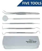 Professional Five Tools Dental Hygiene Kit for Calculus & Plaque Removal
