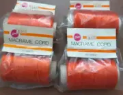 FOUR Vintage ZIM'S Macrame ORANGE 3-4mm Craft Cord Braid 50 Yds EACH