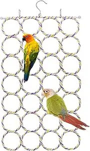 Bird Rope Climbing Net Parrot Swing Hanging Toy for Parakeet Cockatiel Cockatoo Conure African Grey Macaw (Random Color)
