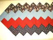 Table Runner New Quilted 42" x18" Pieced Patchwork Blue Red Navy Sawtooth Edge