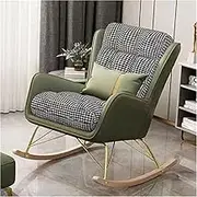 AUPRES Modern Upholstered Glider Chair Upholstered Rocking Chairs with High Backrest and Armrests,Living Room Bedroom Rocking Armchair(Green)