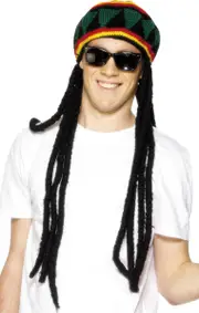 Rasta Beret and Dreadlocks Adults Costume Wig and Hat