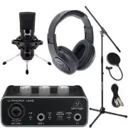 Behringer U-PHORIA UM2 2x2 USB Audio Interface CAD GXL1800 Essentials Bundle
