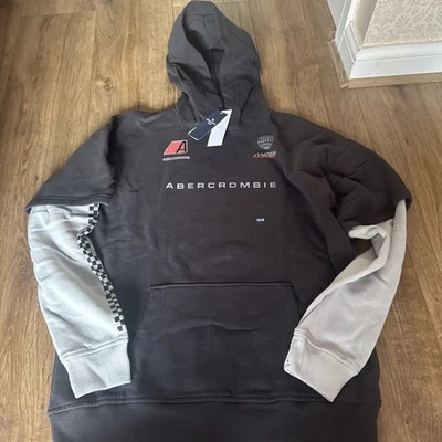 Abercrombie & Fitch Kids Black Hoodie Boys 15/16 Years A&F North League NYC