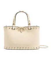 Valentino Garavani Rockstud Mini Tote Bag One size Light ivory white