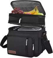 Lunch Bag & Lunch Box for Men Women Double Deck - Leakproof Insulated Soft Large