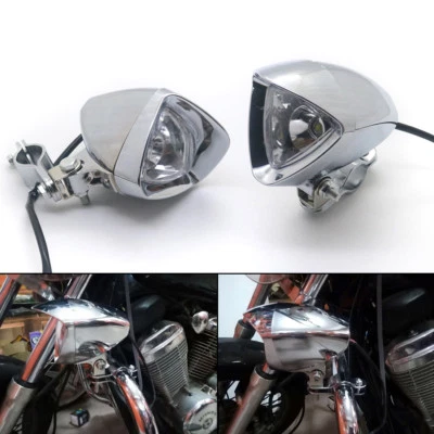 Chrome LED Driving Spot Fog Light With Roll Cage Guard Bar Tube Mount Bracket