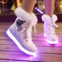在飛比找Yahoo!奇摩拍賣優惠-春夏季led燈閃光燈發光鞋女款板鞋情侶系帶夜光鞋子