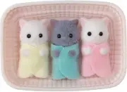 Calico Critters Triplets Set - Blair, Blake, Briana & Cradle Accessory - Poseabl