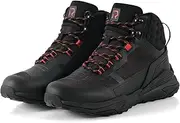 IRON JIA'S Motorcycle Shoes Men's Waterproof Non-Slip Motorcycle Boots, Breathable Street Casual Motorcycle Riding Boots with Laces Storage, Ankle Support, Shift Pad, Black