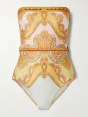 [Zimmermann] Zimmermann - Maxine Strapless Belted Printed Swimsuit - Gold - 3 3 Gold