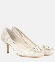 [Dolce & Gabbana] Dolce & Gabbana Bellucci embellished lace pumps AU 7 white