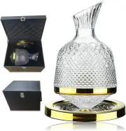 Spinning Wine Decanter, Luxurious Red Wine Decanter with Gift Box, Crystal Decan
