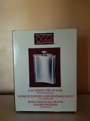 Oggi SS stainless steel hip flask 8oz NIB new w/ funnel