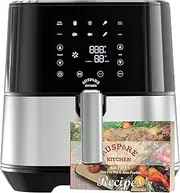 [Auspure] Air Fryer 3.5L, Premium Digital, 10 Cooking Functions, Bake, Timer, Shake Reminder, Preheat, Keep Warm, 100 Recipes, Nonstick Coating Dishwasher Safe Baskets, Black