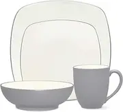 [Noritake] Colorwave Slate 4-Piece Square Place Dinnerware Setting in Grey/Slate