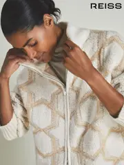 LES 100 CIEL Neutral/Cream Reiss | Les 100 Ciels Cashmere-Blend Bouclé Jacket (E98374) | $1,020