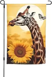 Giraffe and sunflower Garden Flag 12x18 in Double Sided Print Yard Flags Indoor Outdoor Holiday Flag for Outside Banner Photo Backdrop for Home Decoration