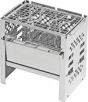 Captain Stag UG-45 Barbecue Stove, Bonfire Stand, 3-in-1, Foldable, Smart Grill, B6 Type, Bag Included, 3 Levels Adjustable, Multi-Panel Set, Silver