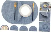 Round Faux Leather Placemats and Coasters, Washable Dual-Side Set of 4 Blue