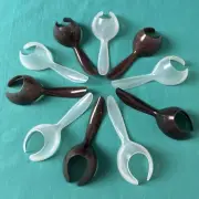 Tupperware Set of 10 Gadgets Egg Scoops Spoon Dippers Lifters Sheer And Brown