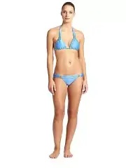 ViX Light Blue Gold Detail Triangle Bikini Top