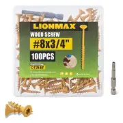 LIONMAX Deck Screws 3/4 Inch, Wood Screws #8 x 3/4", 100 PCS, Rust Resistant,