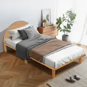 Single Size Wooden Bed Frame Solid Pine Wooden Base Platform Bed Round Bedhead Oak