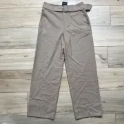 Club Monaco Enamel Ring Wool Blend Straight Leg Pants Size 0 Camel Ankle Length