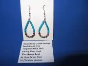 NEW Navajo Hand Crafted Sterling Silver Heishi Shell Turquoise Bead Earrings