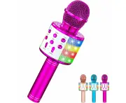 WSECOMM Portable Bluetooth Karaoke Microphone for Kids Gifts Age 3-12,Hot Toys for 4 5 6 7 8 Year Old Girls Singing Microphone,Popular Birthday Prese