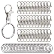 Metal Swivel Snap Hooks with Split Key Rings Keychain for Lanyards Jewelry Fi...