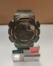 Timex Indiglo Mens 50m Black Reverse LCD Digital Alarm Chrono Watch