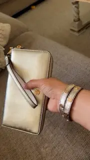 Tory Burch Emerson Zip Continental Wallet Gold With Matching Bracelet. Purse